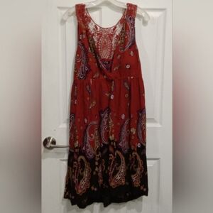 Apt. 9 Red and Black Paisley Midi Dress